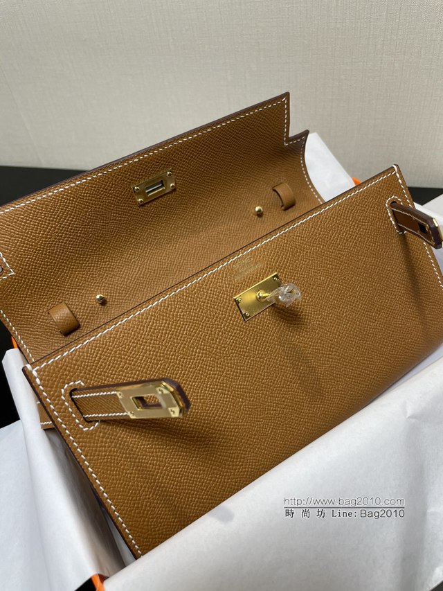 Hermes女包 愛馬仕Kelly woc小挎包 金棕色epsom皮凱麗斜挎包  tdh2358